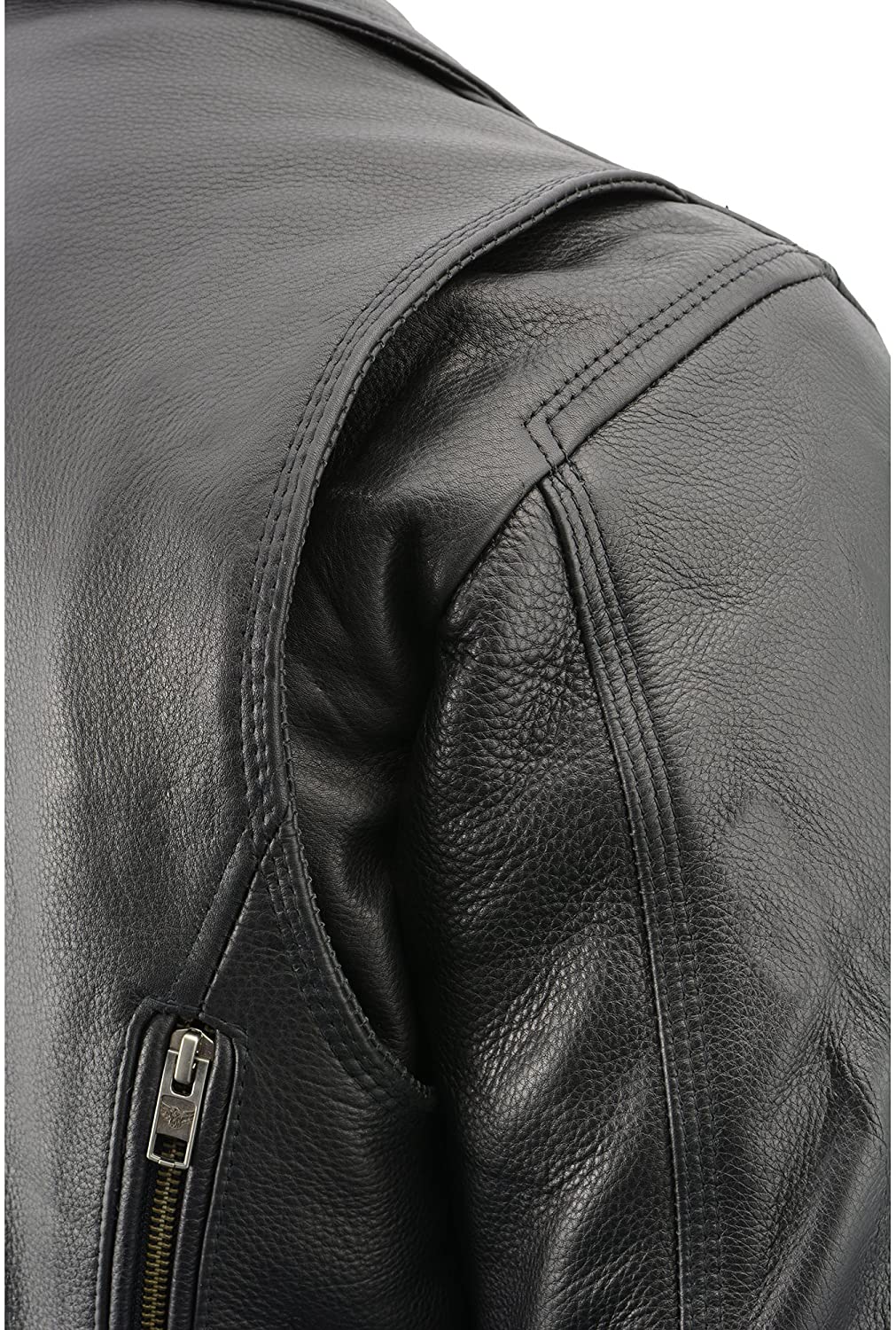 Milwaukee Leather MLM1515 Men's 'Triple Stitch' Beltless Black Leather Moto Jacket