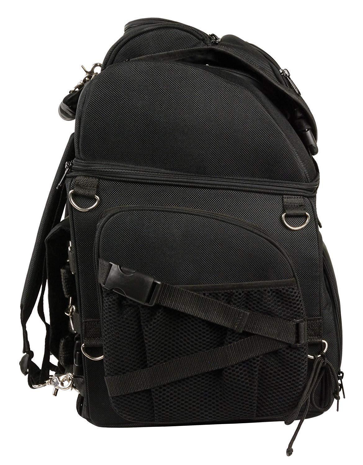 Milwaukee Leather X-689-Bag Large Textile Black Waterproof Touring Motorcycle Bar Back Pack - Black