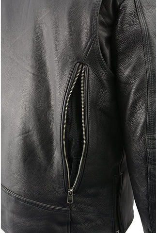 Milwaukee Leather MLM1515 Men's 'Triple Stitch' Beltless Black Leather Moto Jacket