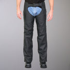 Hot Leathers CHM2001 Men's Matte Black motorcycle Leather Biker Chaps with Ancient Skull Reflective Artwork