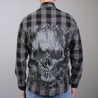 Hot Leathers Men's 'Grave Rub' Black/Gray Cotton Flannel Shirt - Button Front - Riding/Casual/ Work Wear - FLM2101