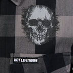Hot Leathers Men's 'Grave Rub' Black/Gray Cotton Flannel Shirt - Button Front - Riding/Casual/ Work Wear - FLM2101