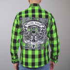 Hot Leathers Men's 'Brass Knuckles' Black/Green Cotton Flannel Shirt - Button Front - Riding/Casual/ Work Wear - FLM2106