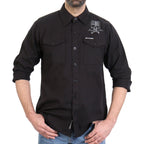 Hot Leathers FLM2113 Men's 'Black Flag Skull' Long Sleeve Flannel