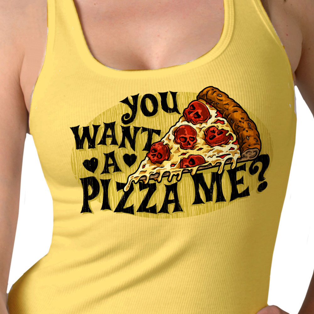 Hot Leathers Ladies Pizza Me Womens Yellow Tank Top GLC2586