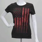 Hot Leathers GLR1498 'Flag and Bullets' Full Cut Ladies Black T-Shirt