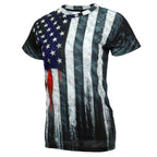 Hot Leathers Ladies Heartbeat Flag Fitted Short Sleeve 3D All Over Printed T-Shirt GLS1005