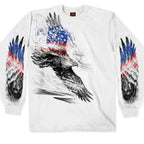 Hot Leathers GMS2479 Men's Long Sleeve Pencil Eagle Patriotic White Shirt