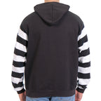 Hot Leathers GMS6003 Men's Black and White Hooded Pullover Sweatshirt with Knit Strip Sleeves
