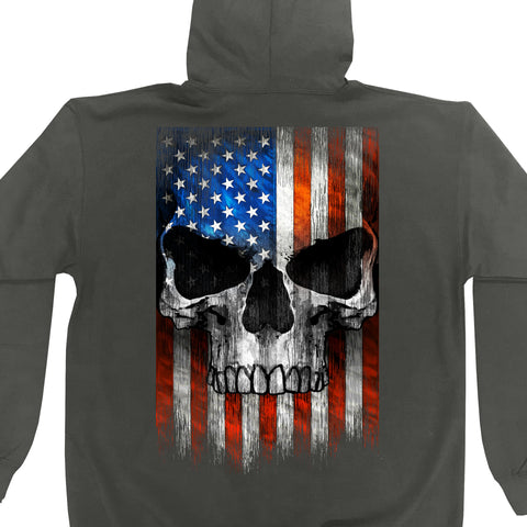 Hot Leathers Men’s Patriotic Skull Charcoal Zip Up Hoodie Sweatshirt GMZ4489