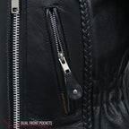 Hot Leathers JKL1009 Ladies Braided Motorcycle Leather Biker Jacket
