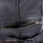 Hot Leathers JKL1030 Ladies Lightweight Motorcycle Black Leather Biker Jacket with Side Buckles