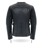 Hot Leathers JKL1032 Ladies Motorcycle Black Leather Biker Jacket with Vented Side Snaps