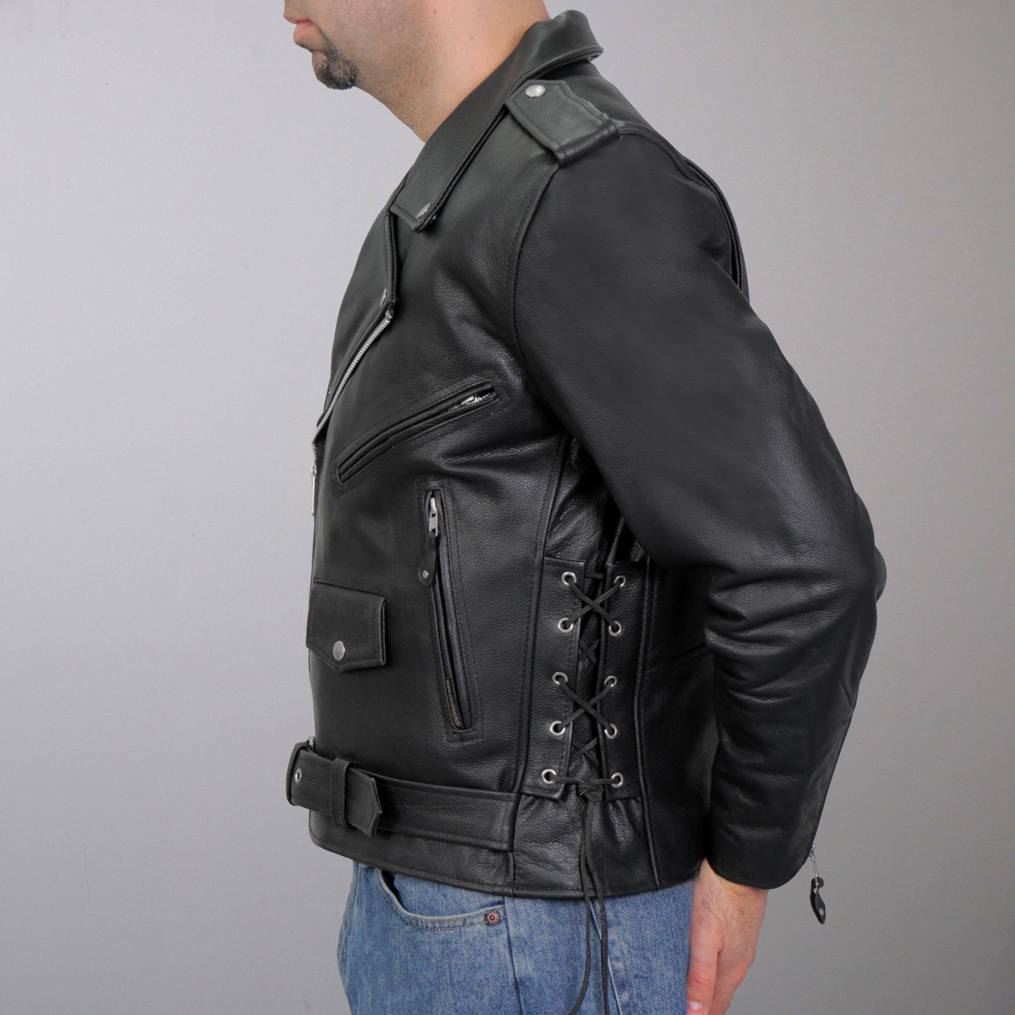 Vintage 60s Cafe Racer Motorcycle Leather Jacket Mens 40 Biker Brown Side  Zip | The Clothing Vault