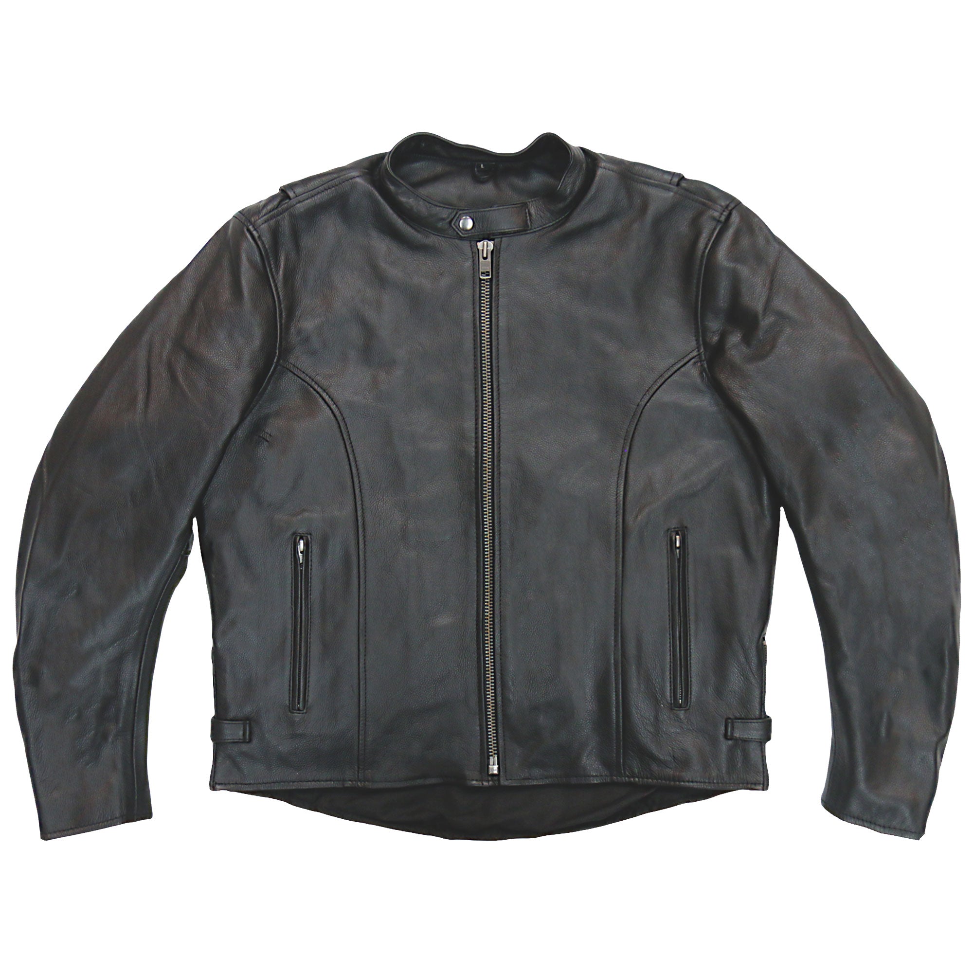 Men's Black Side-Zip Leather Motorcycle Jacket