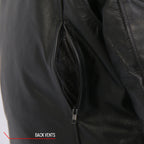 Hot Leathers JKM1032 Men’s Motorcycle Black ‘Skull Flag' Printed Leather Biker Jacket with Concealed Carry Pockets