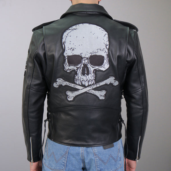 Men's Skull and Crossbones Leather Jacket | Hot Leathers