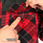 Hot Leathers JKM3201 Men's Motorcycle style Red and Black Reinforced Leather and Plaid Flannel Biker Shirt