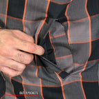 Hot Leathers JKM3202 Men's Motorcycle style Grey Black and Orange Reinforced Leather and Plaid Flannel Biker Shirt