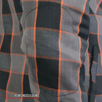 Hot Leathers JKM3202 Men's Motorcycle style Grey Black and Orange Reinforced Leather and Plaid Flannel Biker Shirt