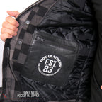 Hot Leathers JKM3203 Men's Motorcycle style Grey and Black Reinforced Leather and Plaid Flannel Biker Shirt