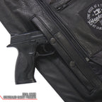 Hot Leathers JKM5003 Men’s USA Made Premium Black Leather Motorcycle Biker Jacket with Reflective Piping