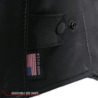 Hot Leathers JKM5003 Men’s USA Made Premium Black Leather Motorcycle Biker Jacket with Reflective Piping