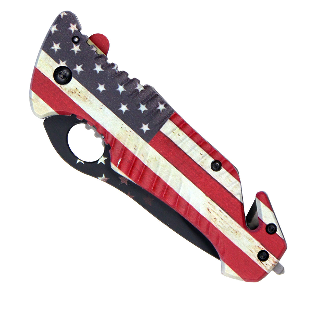 Hot Leathers Worn USA Flag Knife