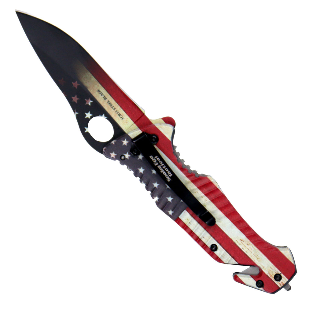 Hot Leathers Worn USA Flag Knife