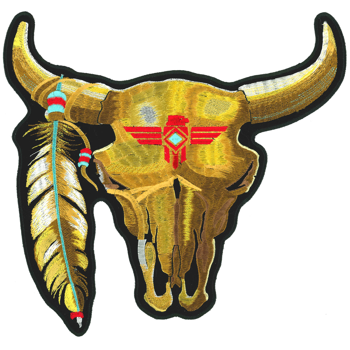 Hot Leathers Cattle Skull 11" Patch