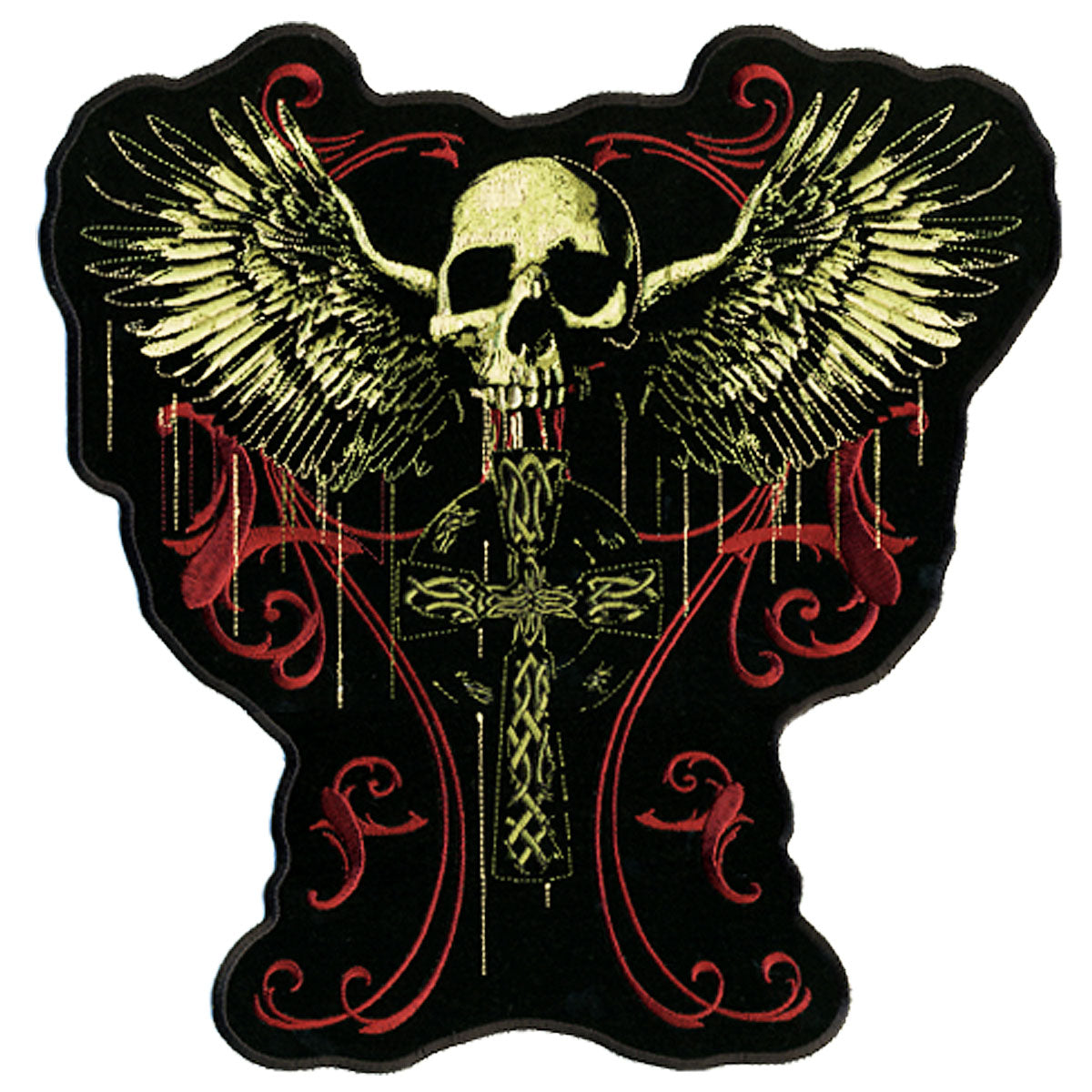 Hot Leathers Flying Skull Gothic Cross 12