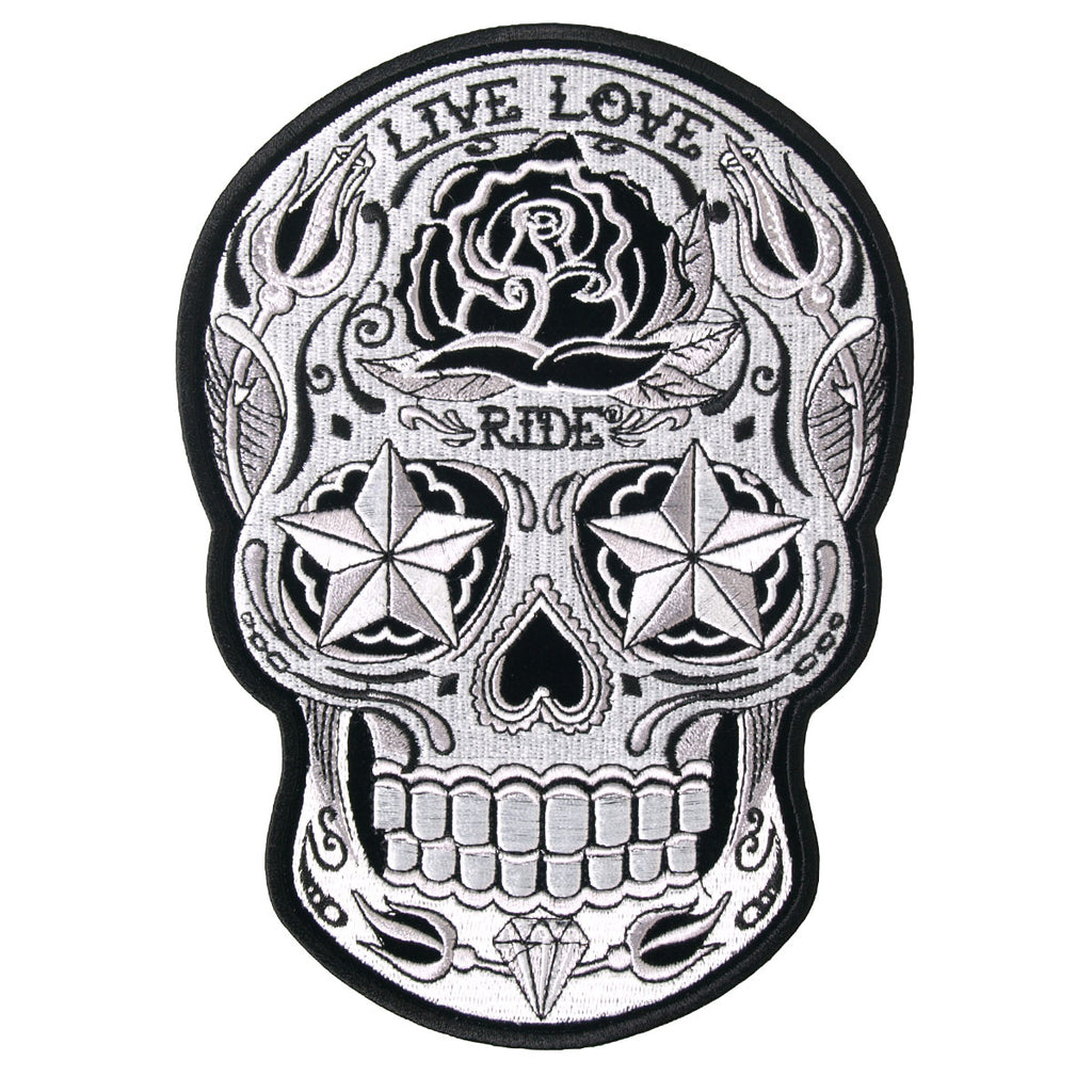 Hot Leathers Sugar Skull Embroidered Patch - 5" W x 8" H - Iron-On or Sew-On - PPA6197