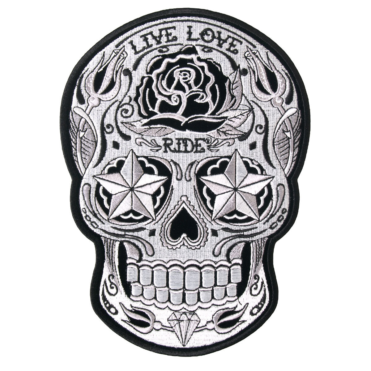 Hot Leathers Sugar Skull Embroidered Patch - 5" W x 8" H - Iron-On or Sew-On - PPA6197