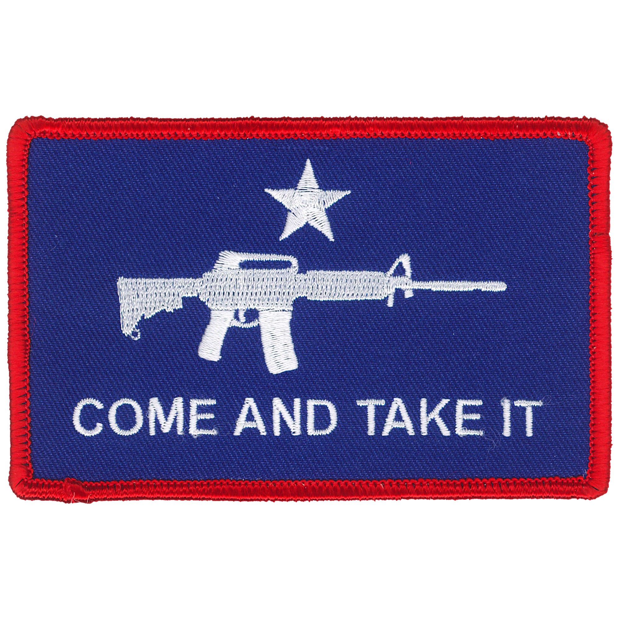 Hot Leathers Come Take It Rifle Blue Embroidered Patch - 4" x 3" - Iron-On or Sew-On - PPL9844