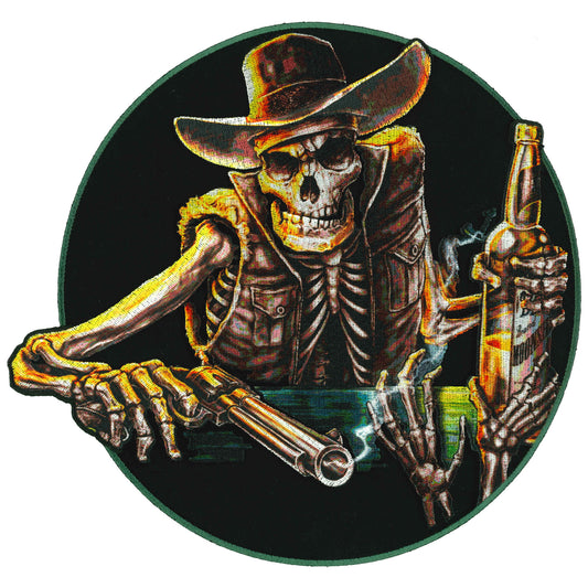 Hot Leathers Saloon Skull 9" Patch