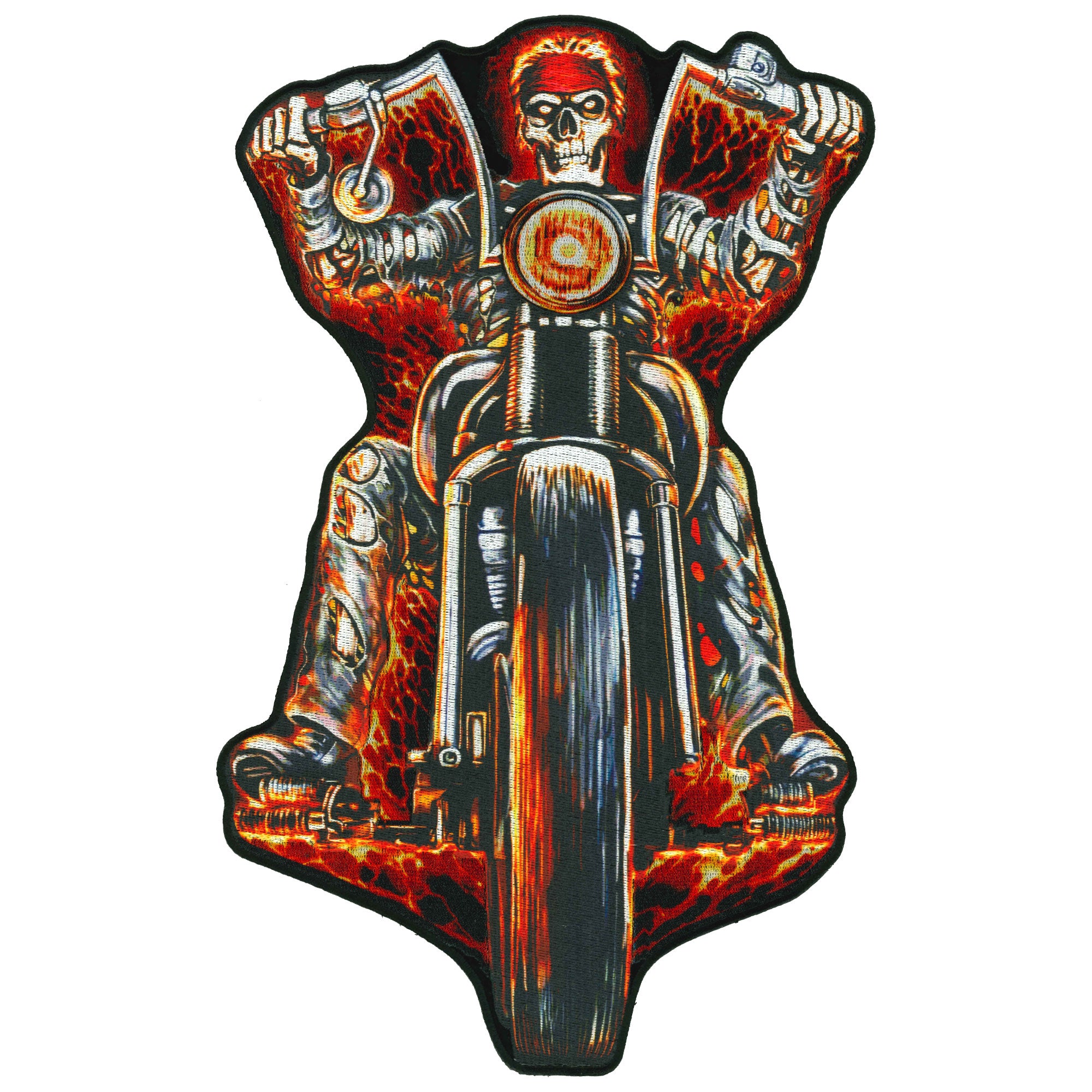 Hot Leathers Fire Biker 13 Embroidered Patch - 8" x 13" - Iron-On or Sew-On - PPQ1869