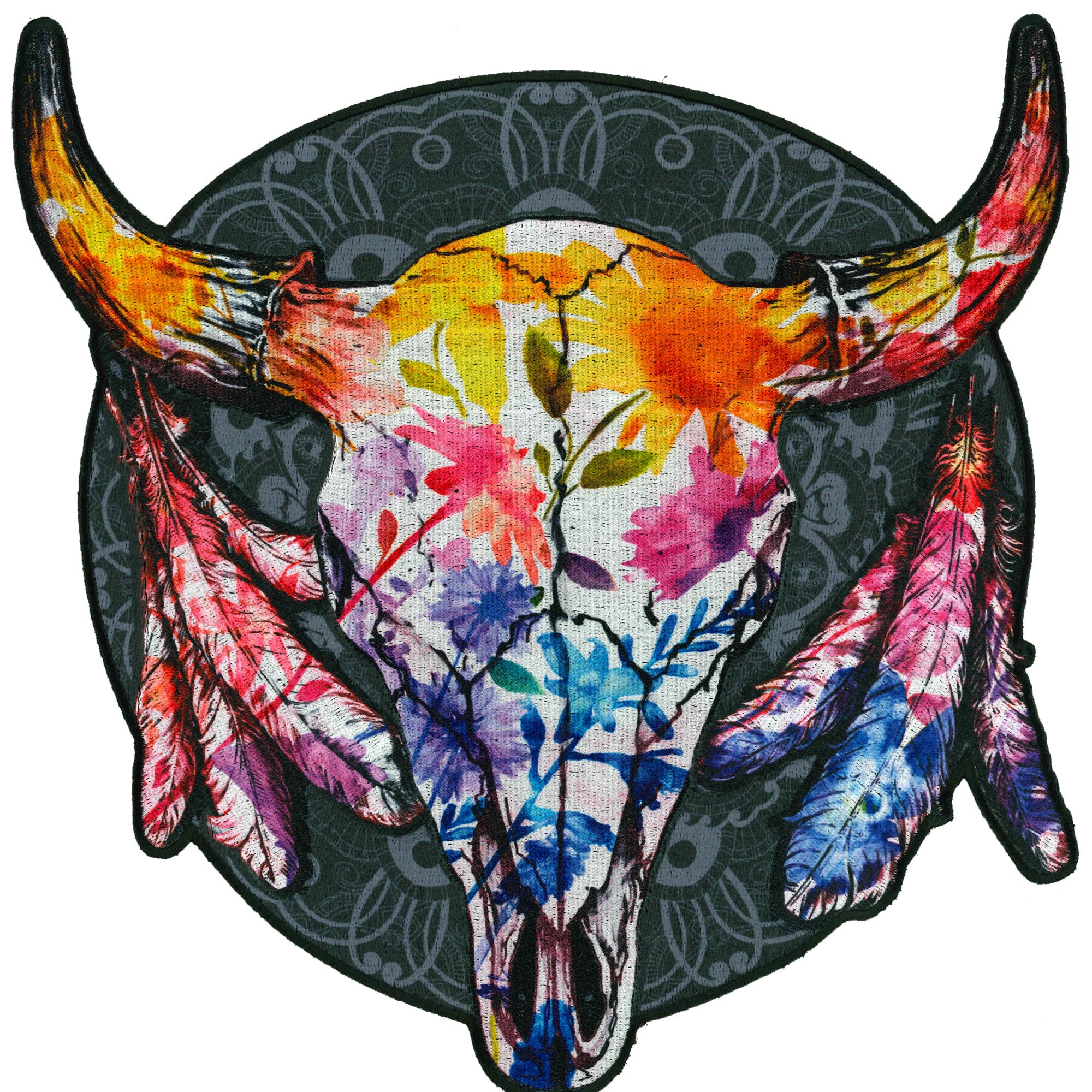 Hot Leathers Wildflowers 10 Embroidered Patch - 10" x 10" - Iron-On or Sew-On - PPQ1889