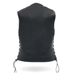 Hot Leathers VSL1008 Ladies Black Motorcycle 'Ten Pocket' Leather Biker Vest