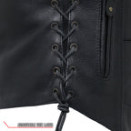 Hot Leathers VSL1008 Ladies Black Motorcycle 'Ten Pocket' Leather Biker Vest