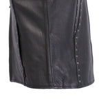 Hot Leathers VSL1015 Ladies Studded Black Motorcycle style Leather Biker Vest with V-Neck Design