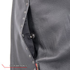 Hot Leathers VSL1015 Ladies Studded Black Motorcycle style Leather Biker Vest with V-Neck Design