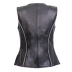 Hot Leathers VSL1016 Ladies Biker 'Rhinestone' Black Leather Motorcycle Vest