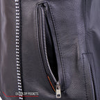 Hot Leathers VSL1016 Ladies Biker 'Rhinestone' Black Leather Motorcycle Vest