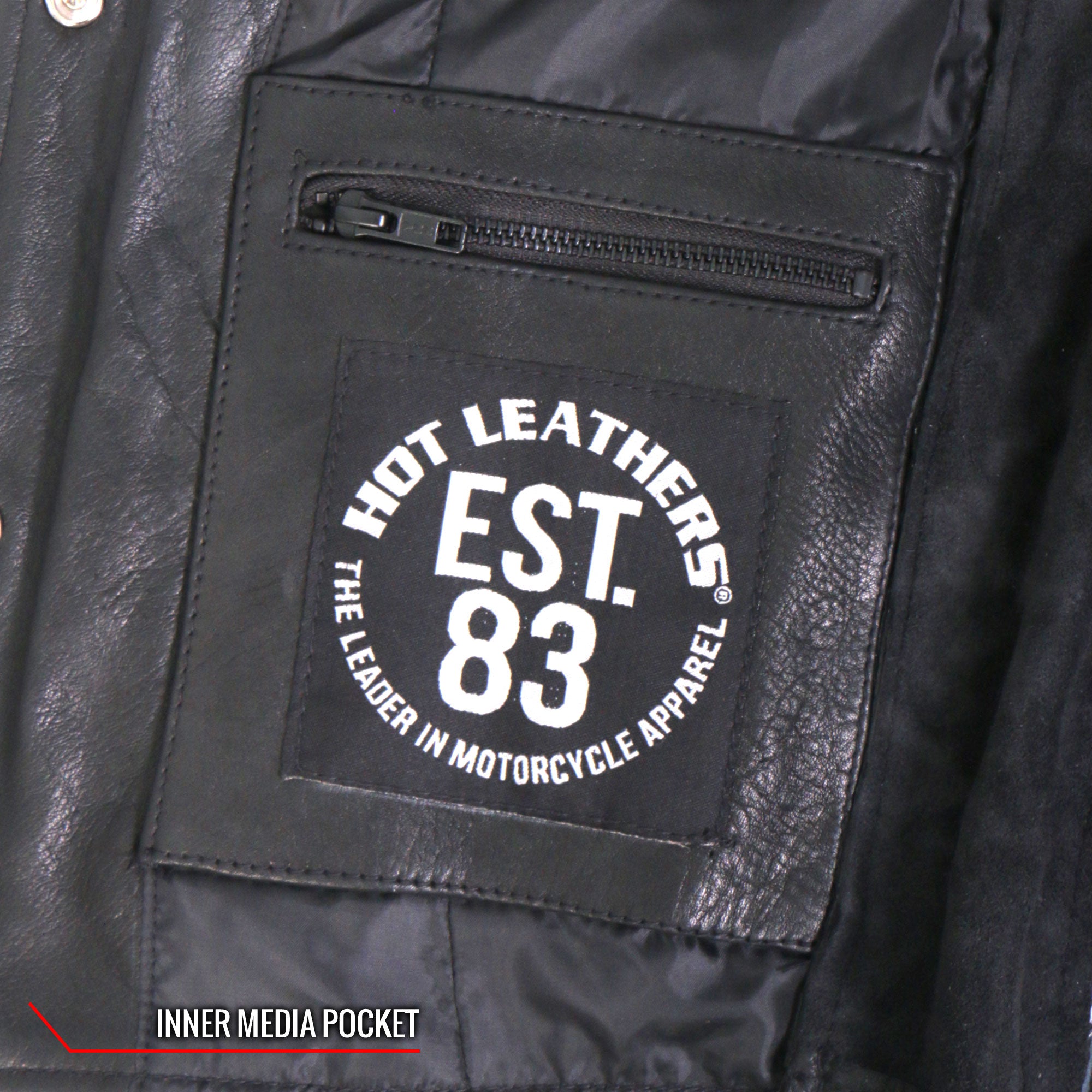 Hot Leathers VSL1018 Ladies 'Pink Paisley' Lined Black Leather Motorcycle Biker Vest