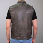 Hot Leathers VSM1035 Men's Distressed Brown Motorcycle 'Conceal and Carry' Club Leather Biker Vest