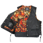 Hot Leathers VSM1061 Men's Black 'Skulls Make Skulls' Motorcycle style Conceal and Carry Side Lace Leather Biker Vest