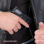 Hot Leathers VSM1061 Men's Black 'Skulls Make Skulls' Motorcycle style Conceal and Carry Side Lace Leather Biker Vest