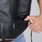 Hot Leathers VSM1063 Men's Black 'Blessed' Motorcycle style Conceal and Carry Side Lace Leather Biker Vest
