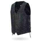 Hot Leathers VSM5008 Men's USA Made Side Lace Premium Leather Motorcycle Biker Vest