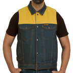 Hot Leathers Men's Leather and Denim Conceal Carry Vest VSM6103